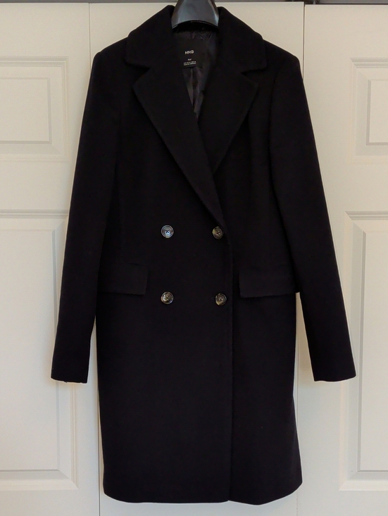 Mango Jackets & Blazers - Mango Navy Double-Breasted Wool Pea Coat